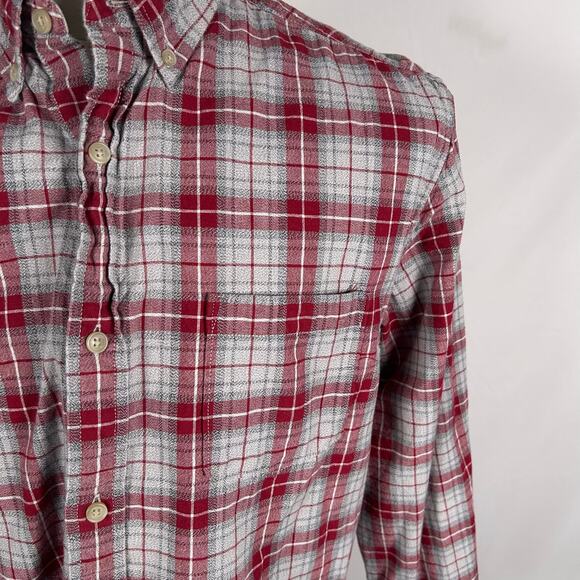 Sonoma Men Casual Gray Red Plaid Button Down Shirt Size Large - Picture 3 of 5